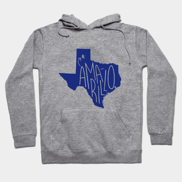 Amarillo, Texas (Blue Ink) Hoodie by AmarilloShirts